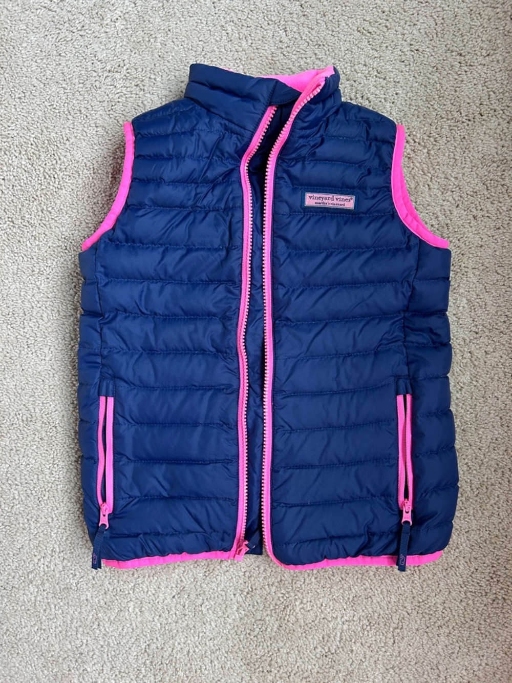 Vineyard Vines Navy Vest with Hot Pink Accents, XS (5-5)